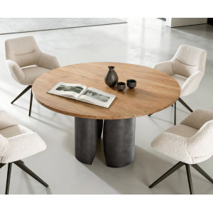 NOLARO prémium akác étkezőasztal - 140cm - fekete