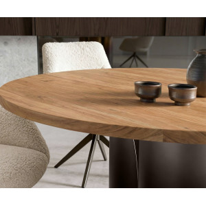 NOLARO prémium akác étkezőasztal - 140cm - fekete