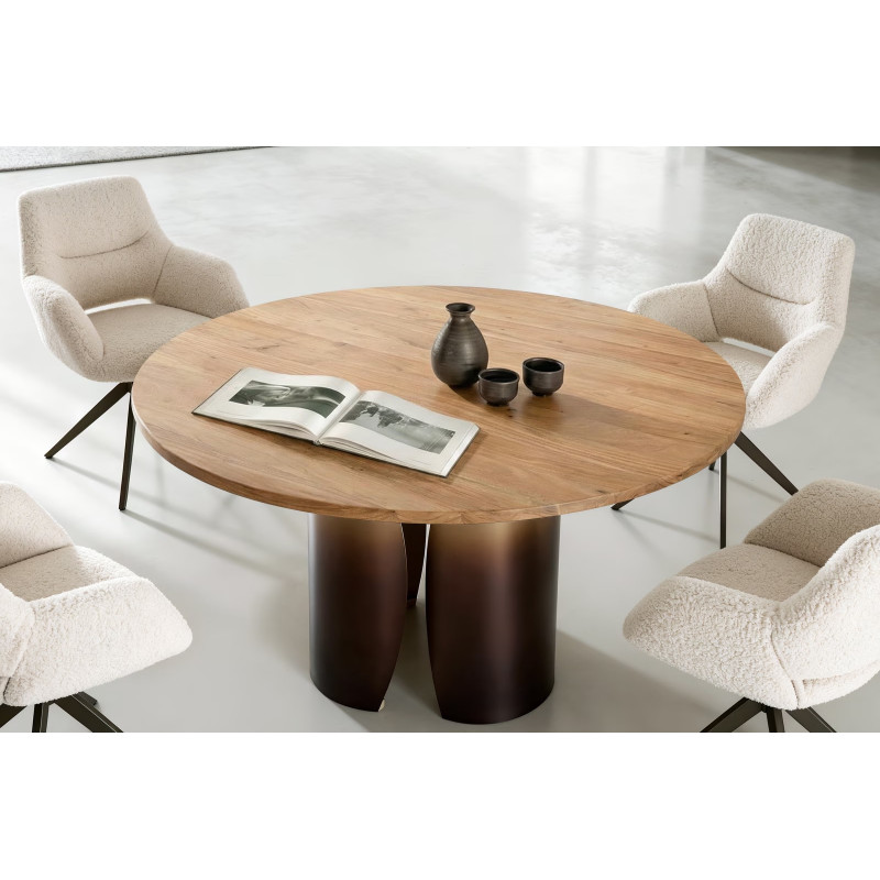 NOLARO prémium akác étkezőasztal - 140cm - arany