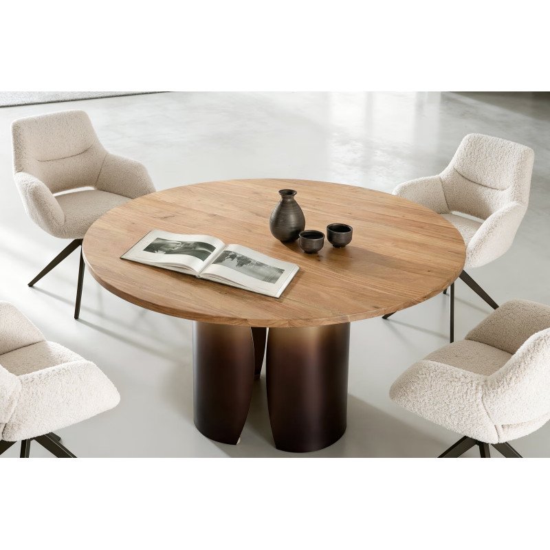 NOLARO prémium akác étkezőasztal - 140cm - arany