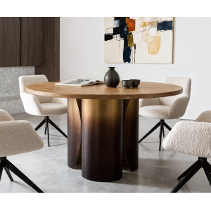 NOLARO prémium akác étkezőasztal - 140cm - arany