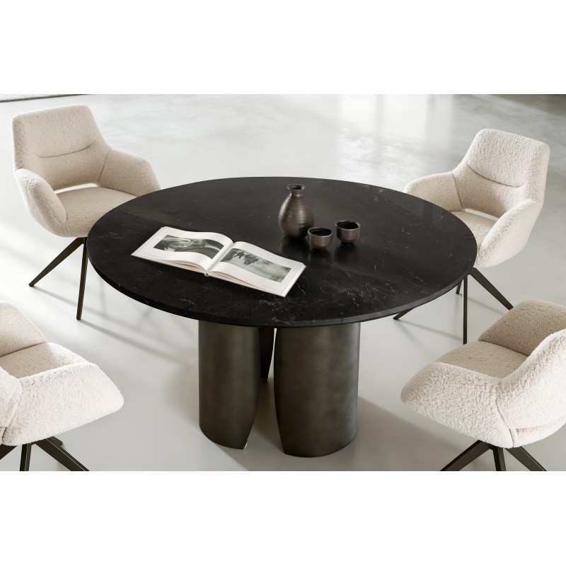 NOLARO DARK prémium márvány étkezőasztal - 140cm - fekete