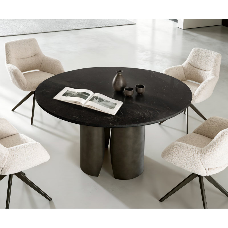 NOLARO DARK prémium márvány étkezőasztal - 140cm - fekete