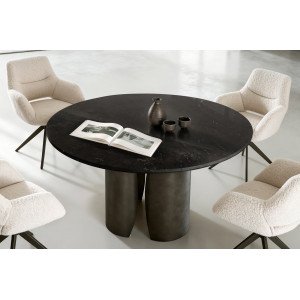 NOLARO DARK prémium márvány étkezőasztal - 140cm - fekete bútor