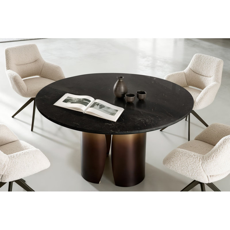 NOLARO DARK prémium márvány étkezőasztal - 140cm - arany