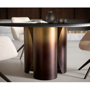 NOLARO DARK prémium márvány étkezőasztal - 140cm - arany