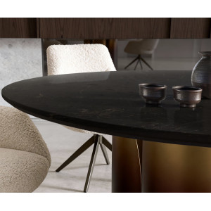 NOLARO DARK prémium márvány étkezőasztal - 140cm - arany