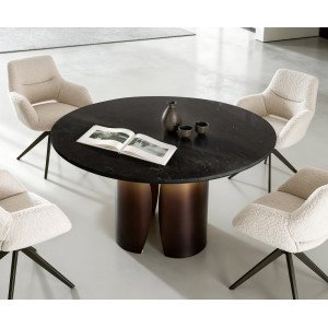 NOLARO DARK prémium márvány étkezőasztal - 140cm - arany