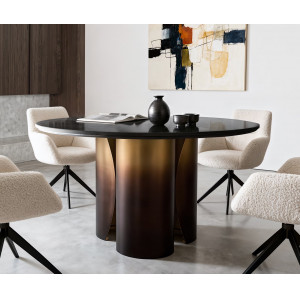 NOLARO DARK prémium márvány étkezőasztal - 140cm - arany
