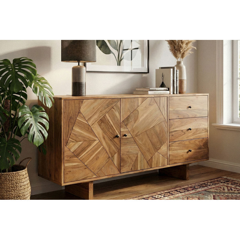 GEOMARO modern akác komód - 150cm