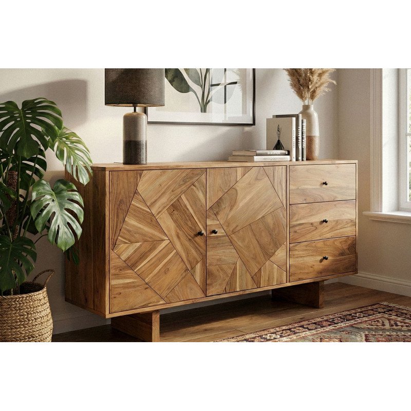 GEOMARO modern akác komód - 150cm