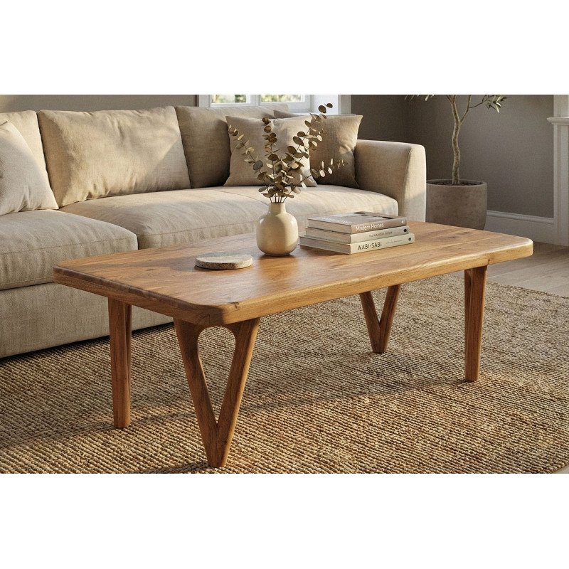 LEMANS tömör akác dohányzóasztal - 120cm