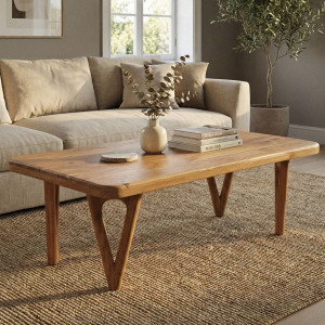 LEMANS tömör akác dohányzóasztal - 120cm