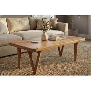 LEMANS tömör akác dohányzóasztal - 120cm Fa