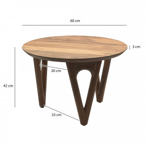 LEMANS-II tömör akác lerakóasztal - 60cm