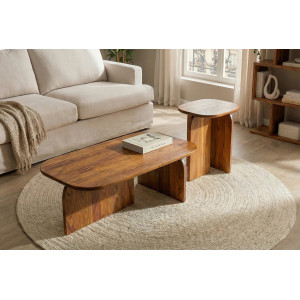 HARPER modern akác dohányzóasztal szett Fa