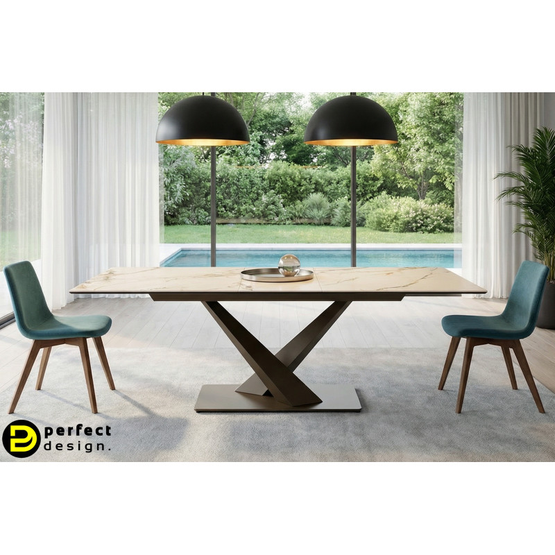 MARBEL design kerámia bővíthető étkezőasztal - 160-200cm - barna