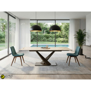 MARBEL design kerámia bővíthető étkezőasztal - 160-200cm - barna