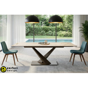 MARBEL design kerámia bővíthető étkezőasztal - 160-200cm - barna BIZZOTTO