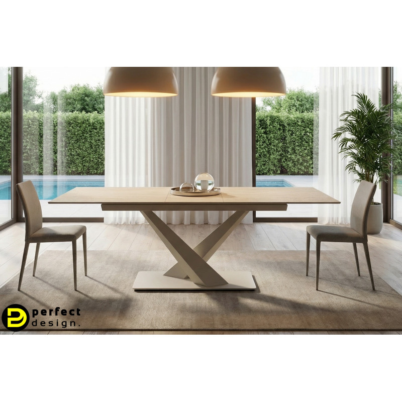 MARBEL design kerámia bővíthető étkezőasztal - 160-200cm - beige