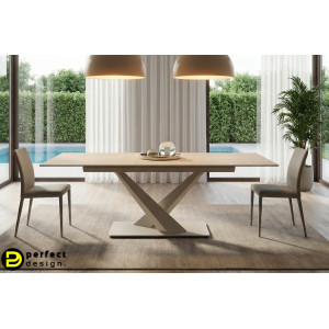 MARBEL design kerámia bővíthető étkezőasztal - 160-200cm - beige BIZZOTTO