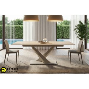 MARBEL design kerámia bővíthető étkezőasztal - 160-200cm - beige BIZZOTTO