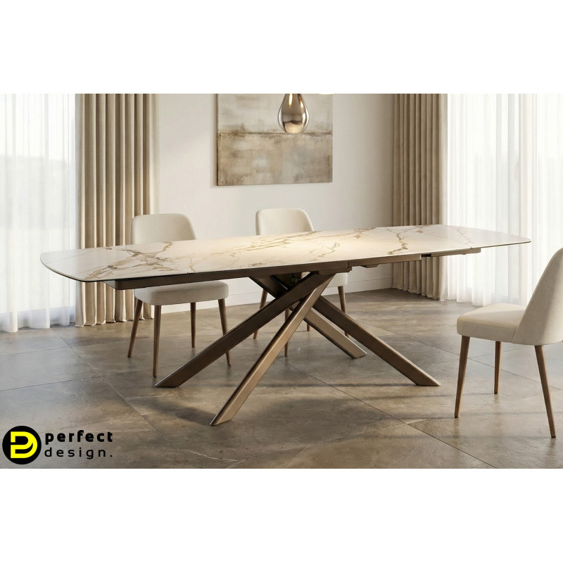 MINERAL design kerámia bővíthető étkezőasztal - 160-240cm - barna