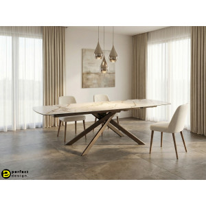 MINERAL design kerámia bővíthető étkezőasztal - 160-240cm - barna