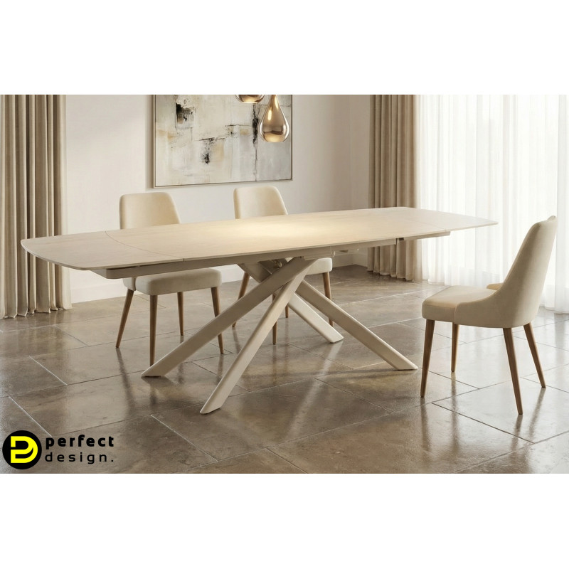 MINERAL design kerámia bővíthető étkezőasztal - 160-240cm - beige