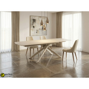 MINERAL design kerámia bővíthető étkezőasztal - 160-240cm - beige