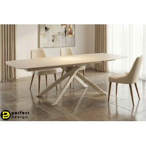 MINERAL design kerámia bővíthető étkezőasztal - 160-240cm - beige BIZZOTTO