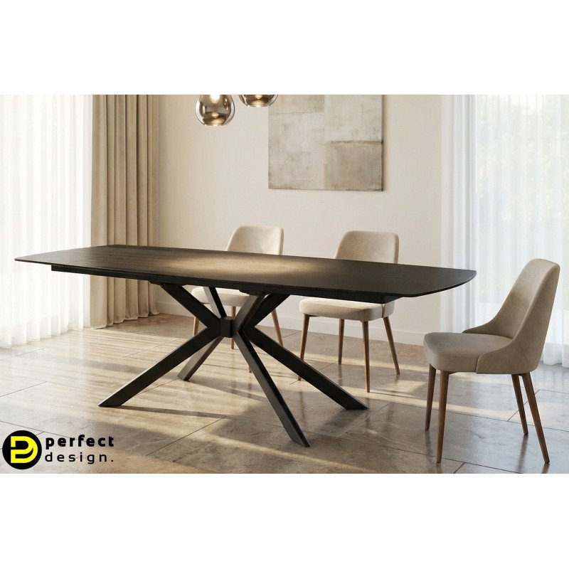 TERRIN design kerámia bővíthető étkezőasztal - 160-240cm - fekete