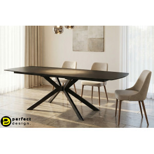 TERRIN design kerámia bővíthető étkezőasztal - 160-240cm - fekete BIZZOTTO