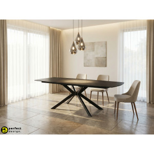 TERRIN design kerámia bővíthető étkezőasztal - 160-240cm - fekete