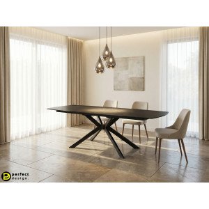 TERRIN design kerámia bővíthető étkezőasztal - 160-240cm - fekete
