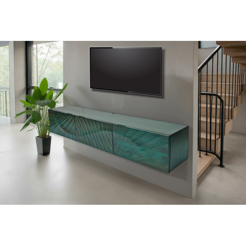 ELIXYR exkluzív mangófa fali TV-szekrény - 160cm - türkiz