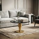 STONER kerek márvány dohányzóasztal - 60cm - fekete