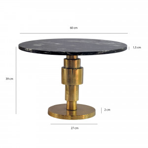 STONER kerek márvány dohányzóasztal - 60cm - fekete
