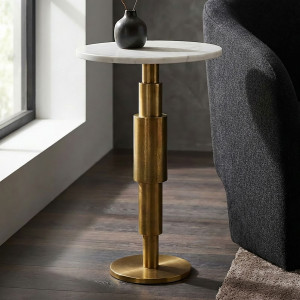 STONER kerek márvány lerakóasztal - fehér