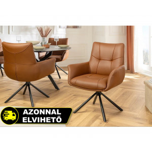 SIGNATURE design forgatható szék - valódi bőr - barna INVICTA