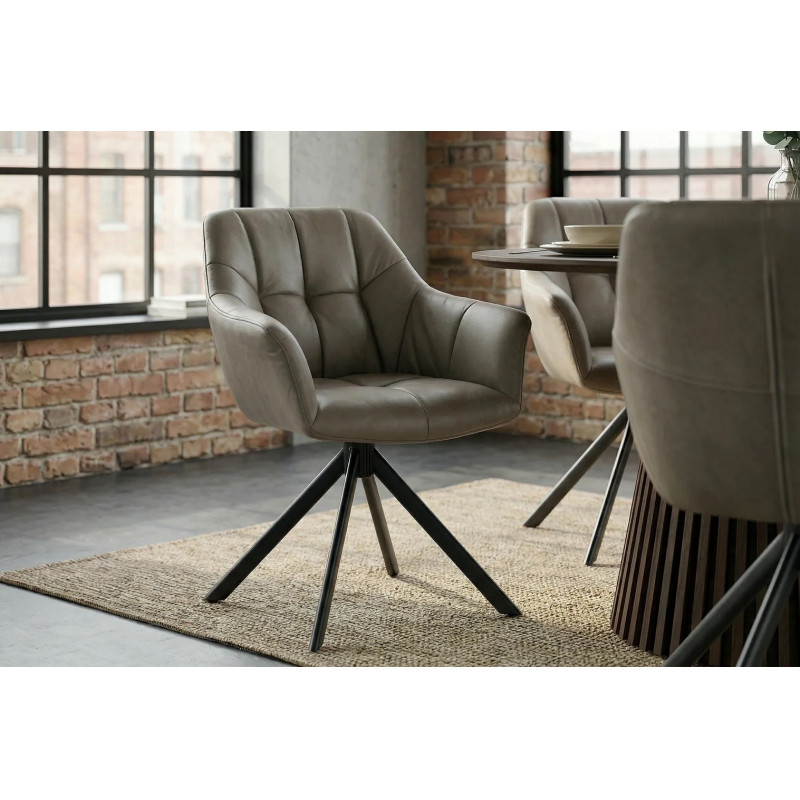PAPILLON design forgatható szék - valódi bőr - taupe