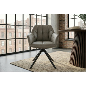 PAPILLON design forgatható szék - valódi bőr - taupe