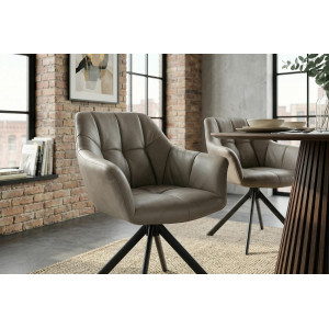 PAPILLON design forgatható szék - valódi bőr - taupe