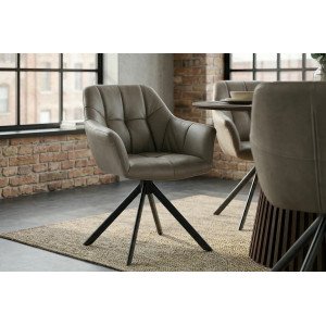 PAPILLON design forgatható szék - valódi bőr - taupe INVICTA