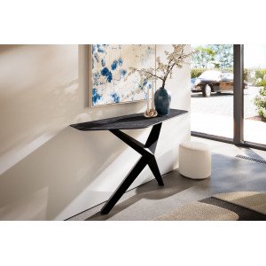 MYRELL prémium kerámia konzolasztal - fekete - 140cm bútor