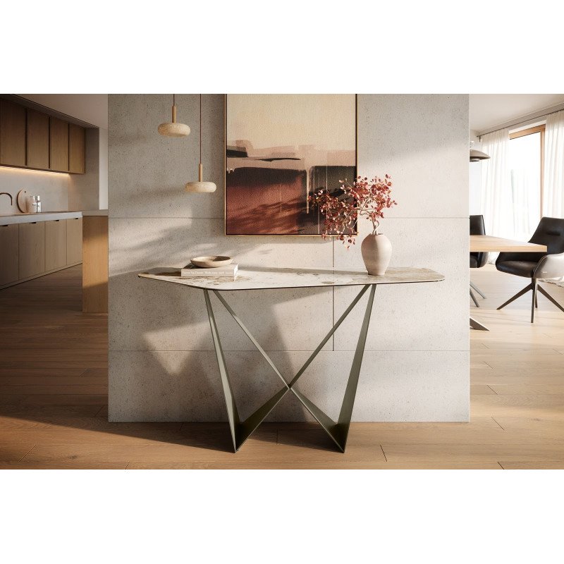 LORIEN prémium kerámia konzolasztal - beige - 140cm