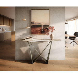 LORIEN prémium kerámia konzolasztal - beige - 140cm