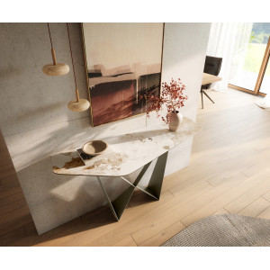 LORIEN prémium kerámia konzolasztal - beige - 140cm