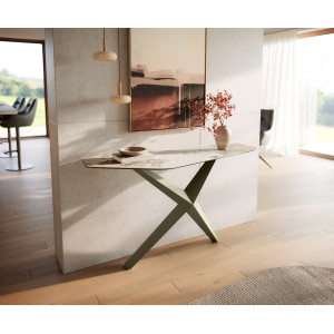 MYRELL prémium kerámia konzolasztal - beige - 140cm