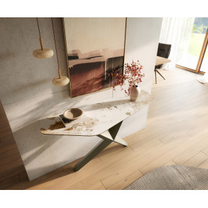 MYRELL prémium kerámia konzolasztal - beige - 140cm
